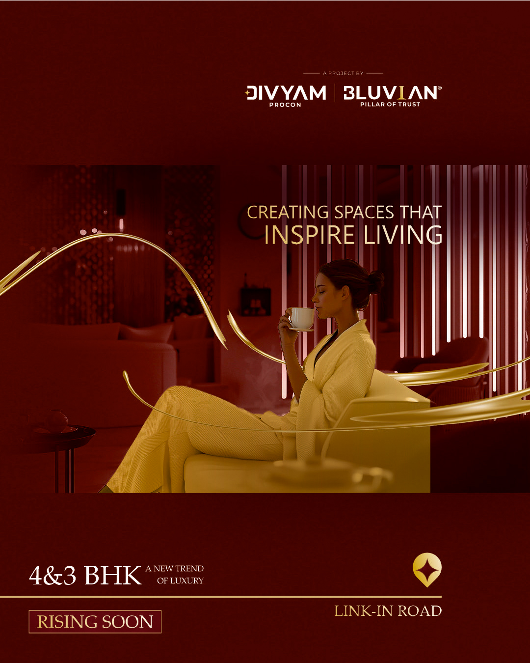 Divyam Procon,  DivyamProcon, BluvianGroup, 3BHK, 4BHK, LuxuryLiving, RisingSoon, DreamHomes, LuxuryTrend, Investment, Property, LinkInRoad, Ahmedabad