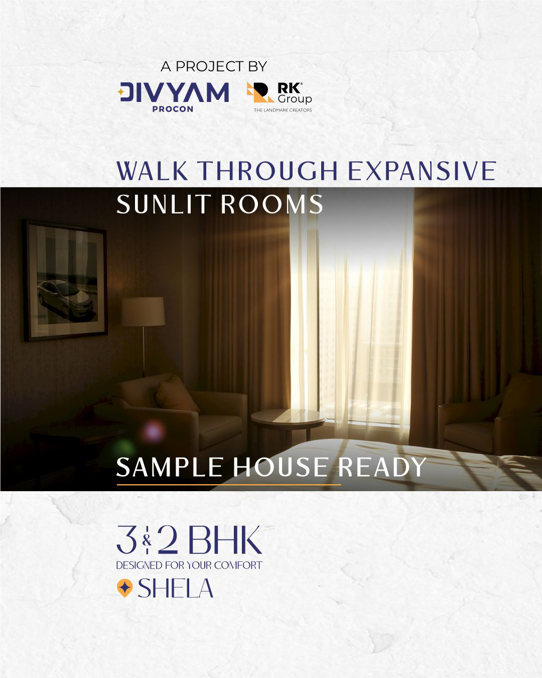 Divyam Procon,  DivyamProcon, 2BHK, 3BHK, ComingSoon, SampleHouseReady, SpaciousLiving, SunlitSpaces, LuxuryLifestyle, OpenLiving, Property, Shela, Ahmedabad