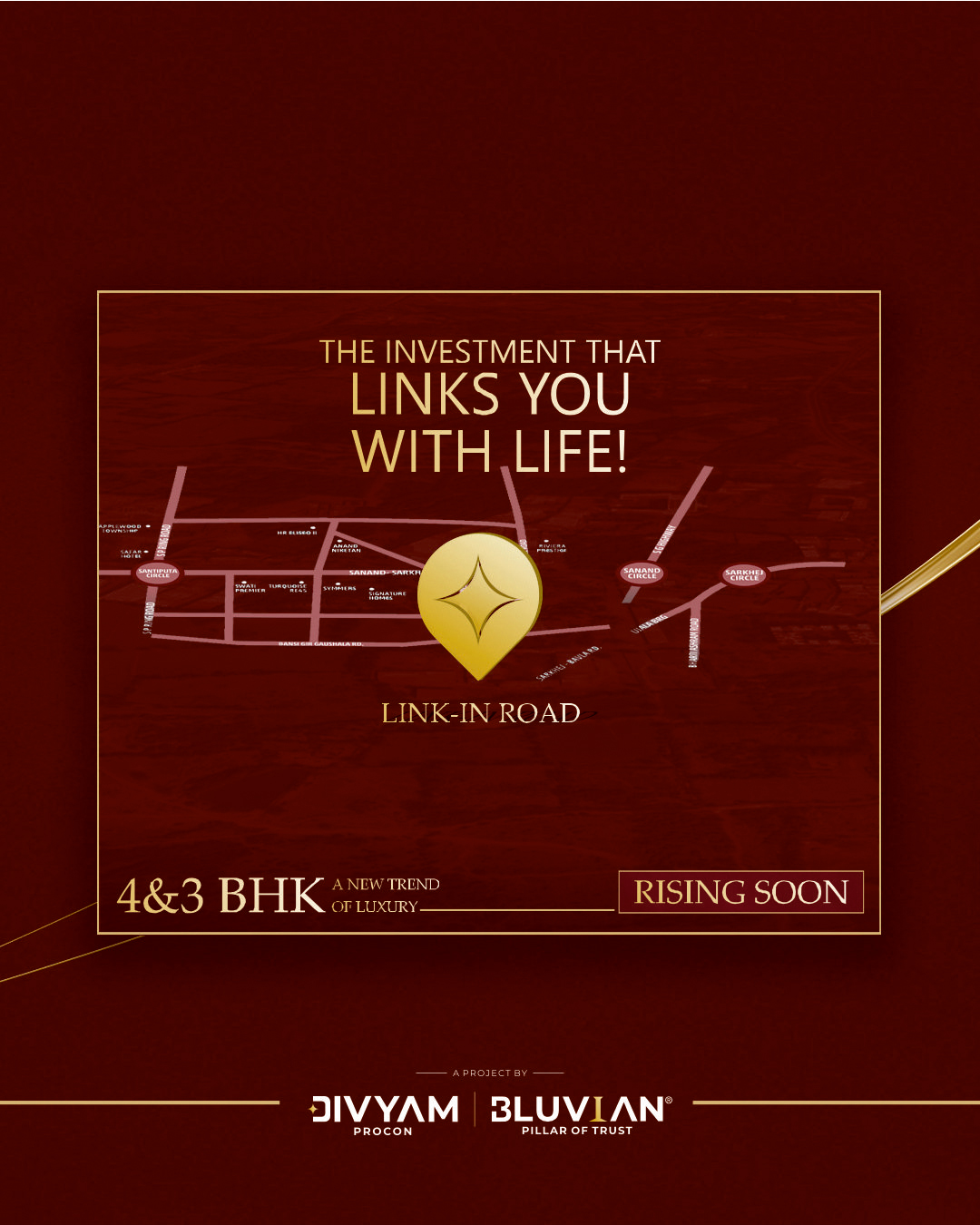 Divyam Procon,  DivyamProcon, BluvianGroup, 3BHK, 4BHK, LuxuryLiving, RisingSoon, DreamHomes, LuxuryTrend, Investment, Property, LinkInRoad, Ahmedabad